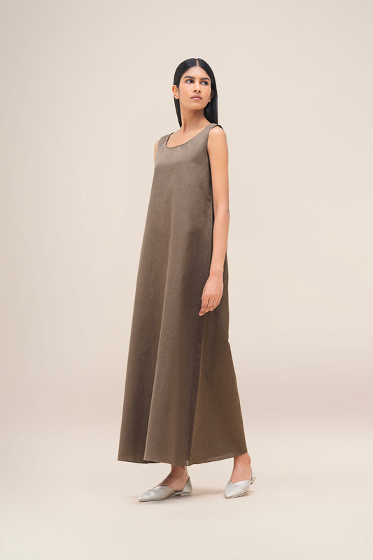 Linen Ravida Abaya Set – Brown