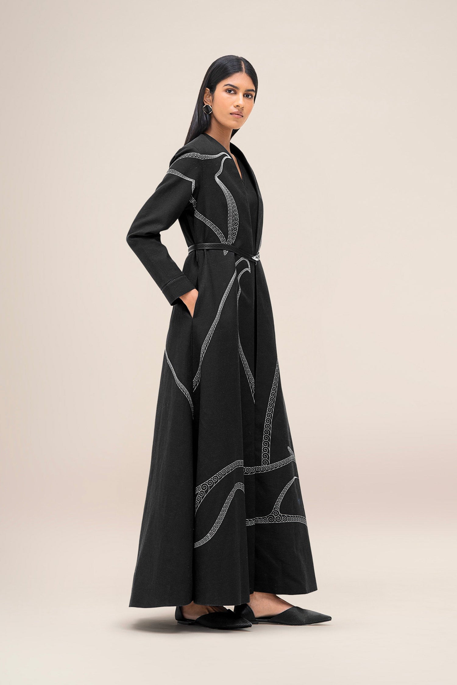  Linen Nightingale Abaya Set – Black