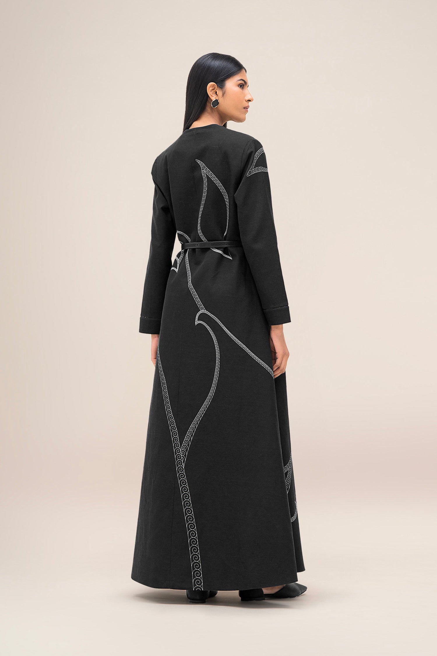  Linen Nightingale Abaya Set – Black