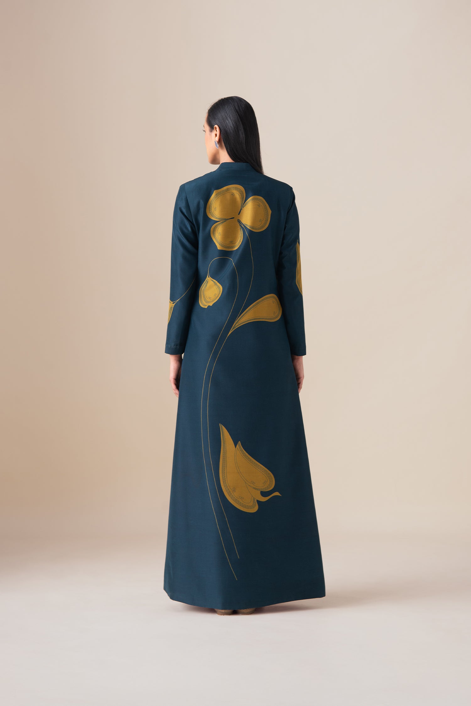  Habutai Saeeda Abaya Set – Blue
