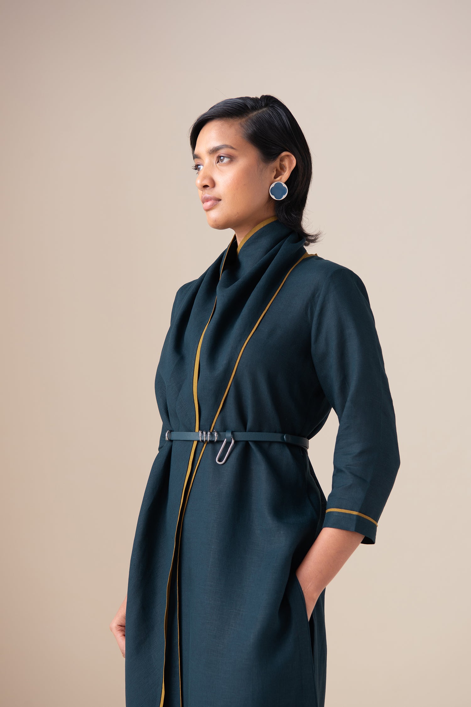  Linen Dilawar Tunic Set – Blue