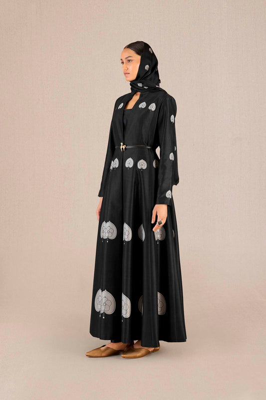 Chanderi Aresha Abaya Set – Black