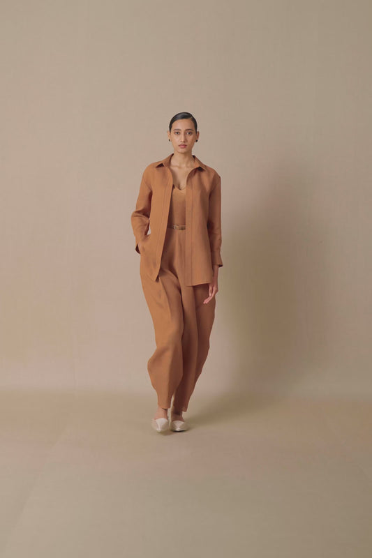 Linen Elizah Shirt Set – Brown