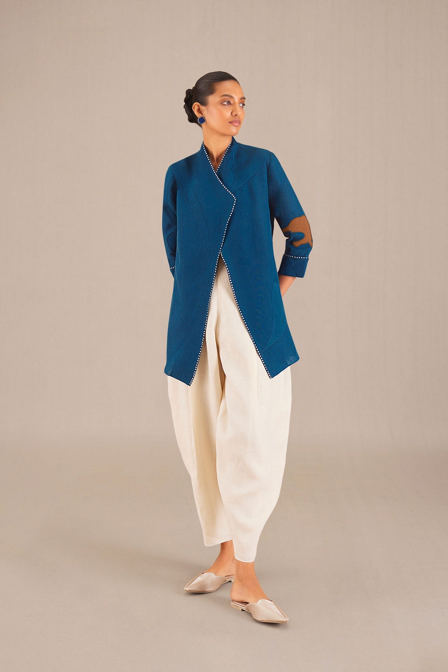  Linen Firuzeh Jacket Set – Blue